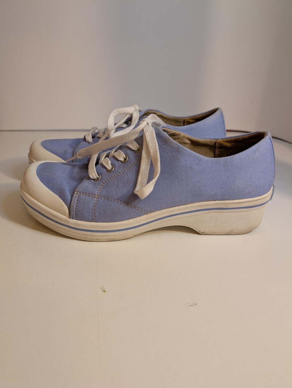 Light Blue Canvas Lace-Up Sneakers - Picture 7 of 10